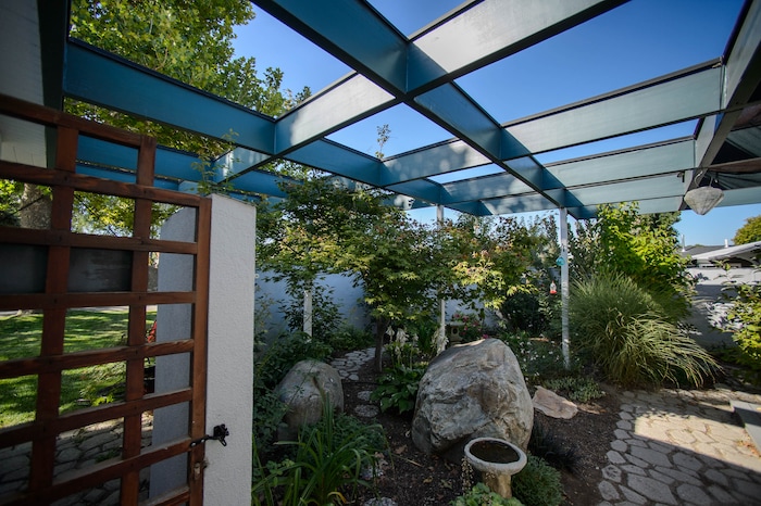 (Trent Nelson  |  The Salt Lake Tribune)  
Diana and Gerry Johnson's Holladay home is on the 2019 Salt Lake Modern Homes Tour. Preservation Utah is featuring five mid-century modern homes that were built in 1955 by architect Stephen Macdonald. The home was photographed on Thursday, Sept. 19, 2019.