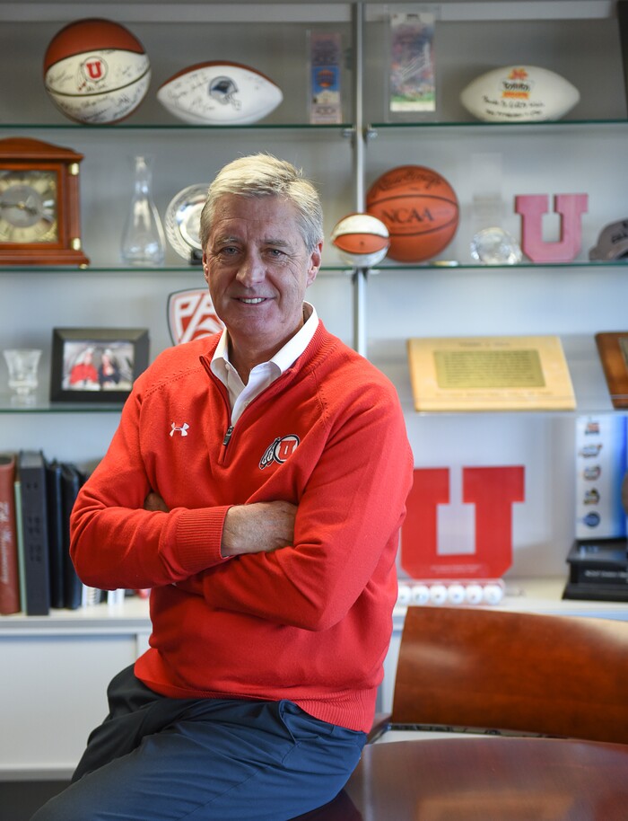 (Francisco Kjolseth  |  The Salt Lake Tribune)  University of Utah athletic director Chris Hill approaches his 30th work anniversary.