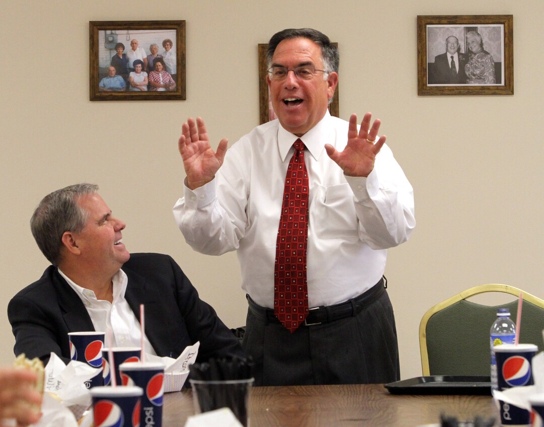 (Rick Egan  |  Tribune File Photo)  Sam Granato talks to David Simmons (left) and other friends during lunch at Granato's Importing Co. in Salt Lake City, Friday, October 8, 2010.