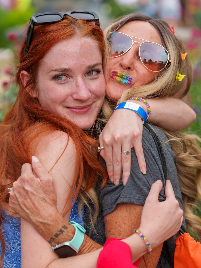 (Leah Hogsten | The Salt Lake Tribune)  Juliette Connell and her mom Michelle Connell celebrate the Utah Pride Festival at Washington Square, Saturday, June 4, 2022. 