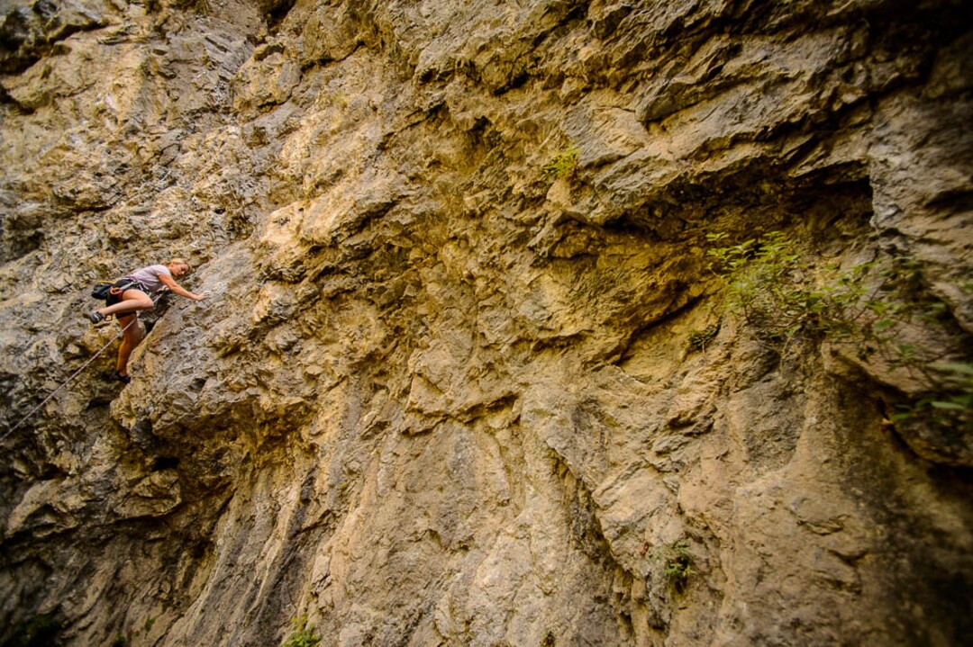 (Trent Nelson | The Salt Lake Tribune)  
Victoria Brunner rock climbing in American Fork Canyon, Tuesday July 17, 2018.