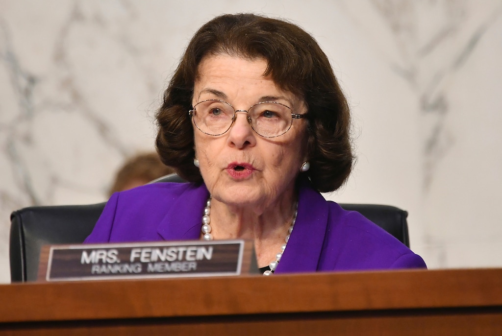 (Mandel Ngan | AP) In this Oct. 15, 2020, file photo, Sen. Dianne Feinstein, D-Calif., speaks during the confirmation hearing for Supreme Court nominee Amy Coney Barrett before the Senate Judiciary Committee on Capitol Hill in Washington. Feinstein says she hasn't thought about retiring before her term ends in 2024 amid criticism over her job performance and questions about her age. At 87, Feinstein is the chamber's oldest member.