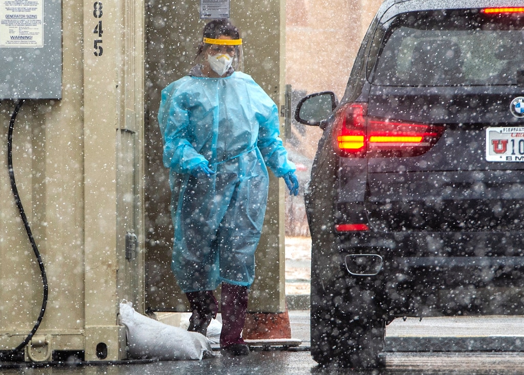 (Rick Egan | The Salt Lake Tribune) Nurses test for COVID-19 at the Test Utah site in Herriman, on Friday, Feb. 5, 2021.