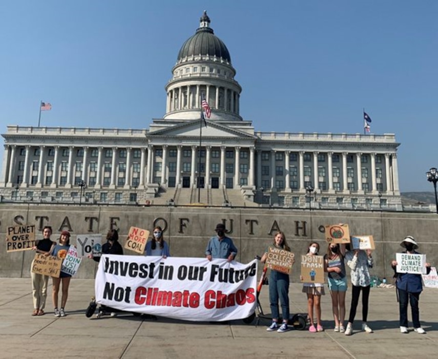 (Photo courtesy of Vaughn Lovejoy)

Fridays for Future demonstration at the Utah State Capitol, Sept. 3, 2021.