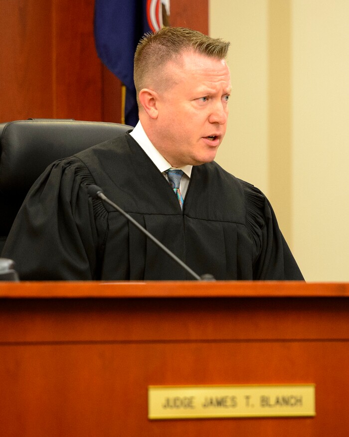 (Steve Griffin  |  The Salt Lake Tribune)  Third District Judge James Blanch sentences Craig Crawford to life in prison without the possibility of parole after Crawford admitted that he trapped his 72-year-old estranged husband, well-known restaurateur John Williams, inside his home and then set it ablaze last year. Sentencing was at the Matheson Courthouse in Salt Lake City Thursday August 31, 2017.