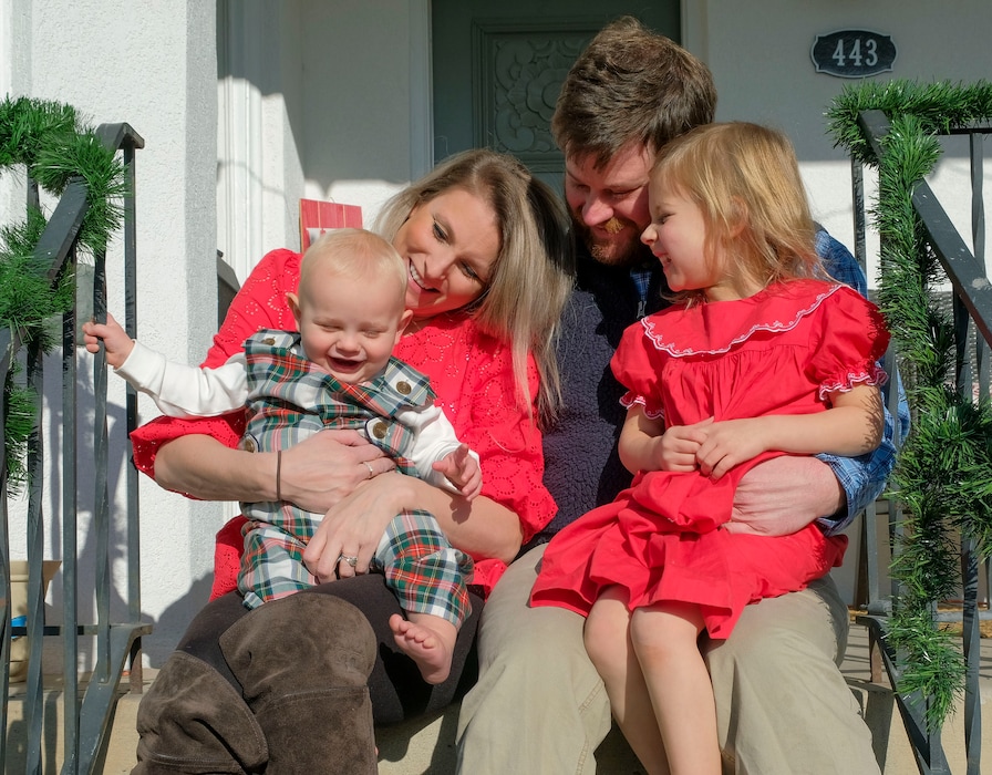 (Leah Hogsten | The Salt Lake Tribune) Robert Binion, his wife, Michelle, and their two kids, 3-year-old Lizzie and 1-year-old Beau, pictured outside their Salt Lake City home Dec. 9, 2020, all got COVID-19 around the same time in mid-September. Beau was 10 months old at the time. There have now been more than 700 cases of COVID-19 in Utahns under the age of 1.