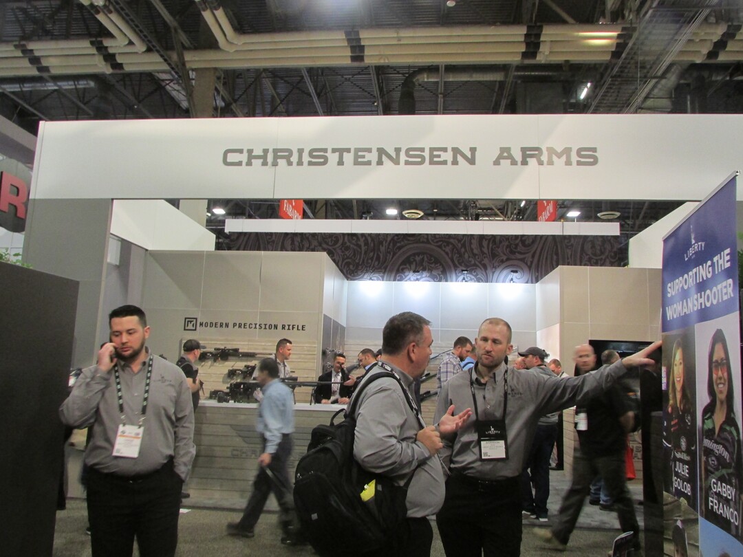 (Tom Wharton | Special to The Tribune) The Christensen Arms' booth at the SHOT Show in Las Vegas on Jan. 23, 2018, was crowded much of the day.