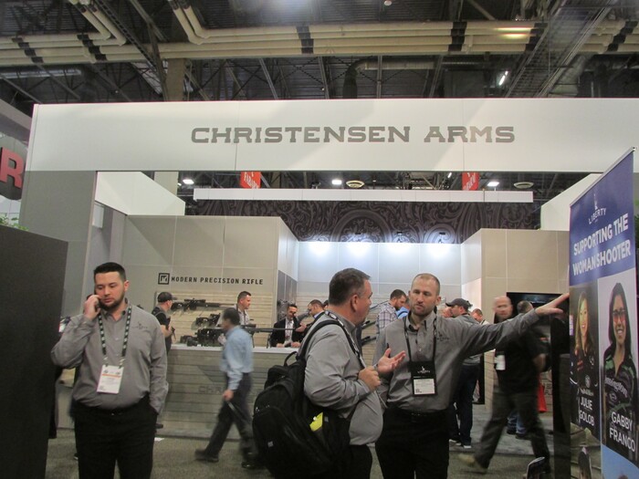(Tom Wharton | Special to The Tribune) The Christensen Arms' booth at the SHOT Show in Las Vegas on Jan. 23, 2018, was crowded much of the day.