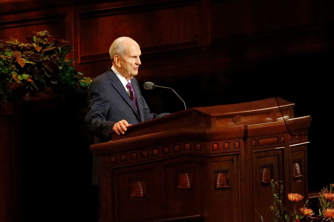 (Rick Bowmer  |  AP) President Russell M. Nelson speaks during The Church of Jesus Christ of Latter-day Saints' twice-annual church conference Saturday, Oct. 5, 2019, in Salt Lake City. Nelson has rolled out a dizzying number of policy changes during his first two years at the helm of the faith, leading to heightened anticipation for what he may announce at this weekend's conference in Salt Lake City.