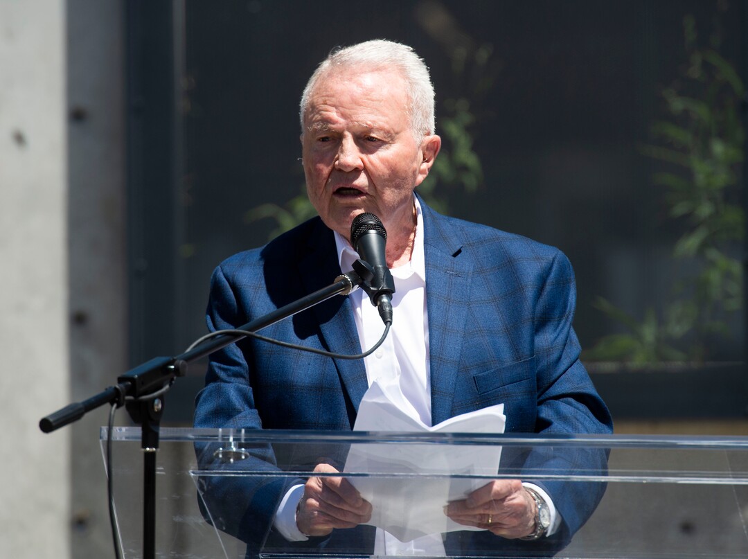 (Rick Egan  |  The Salt Lake Tribune)      Pat King  says a few words at the ribbon cutting ceremony for the Geraldine E. King Women's Resource Center, one of three new shelters that will replace the Road Home. Friday, June 21, 2019.