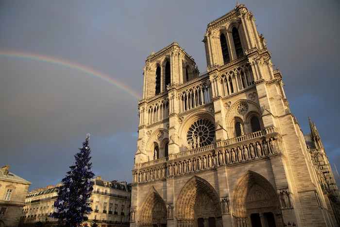 FILE: The Notre-Dame Cathedral in Paris, France, December 09 2018. The world famous landmark caught fire on April 15, 2019, initial media reports claim that maintenance work held in the rooftop of the structure led to the fire.(Sipa via AP Images)
