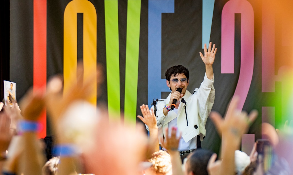 (Rick Egan | The Salt Lake Tribune) David Archuleta performs at the Pride Festival, on Sunday, June 8, 2025. Archuleta announced an upcoming tour and EP on Monday, June 9, 2025. 

