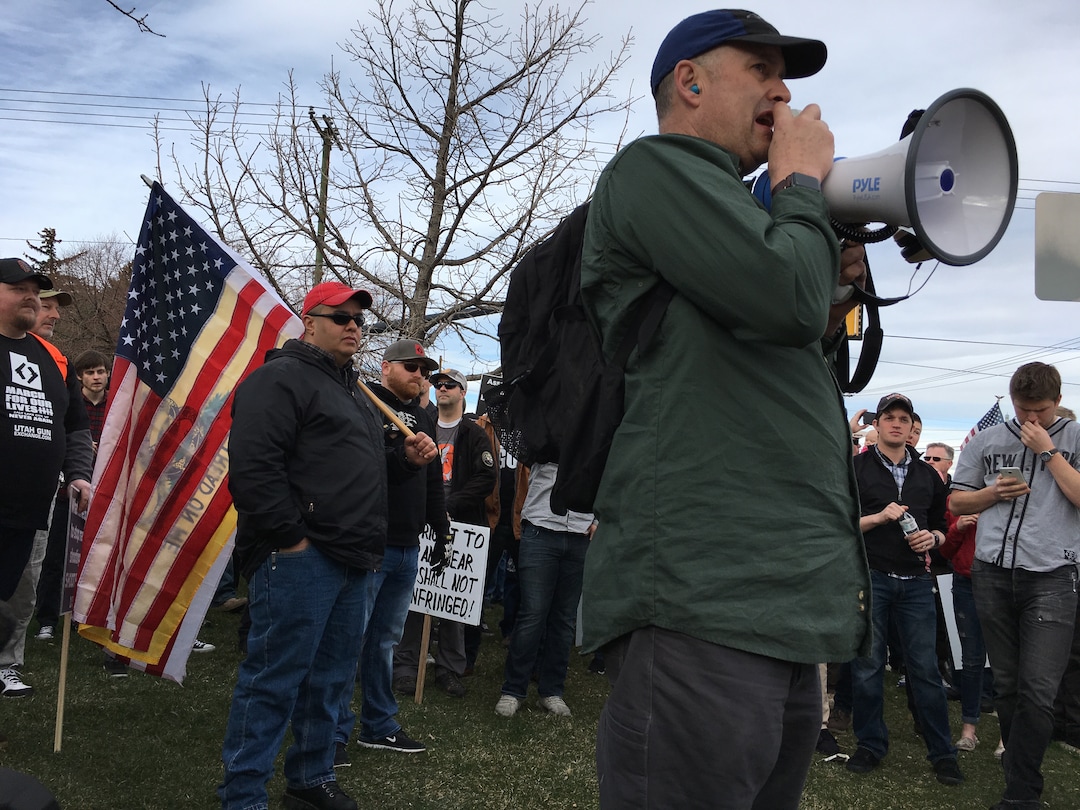 (Scott Sommerdorf | The Salt Lake Tribune) Counter-protesters, organized by Utah Gun Exchange, gather Saturday, March 24, prepare to participate in the March Before Our Lives.