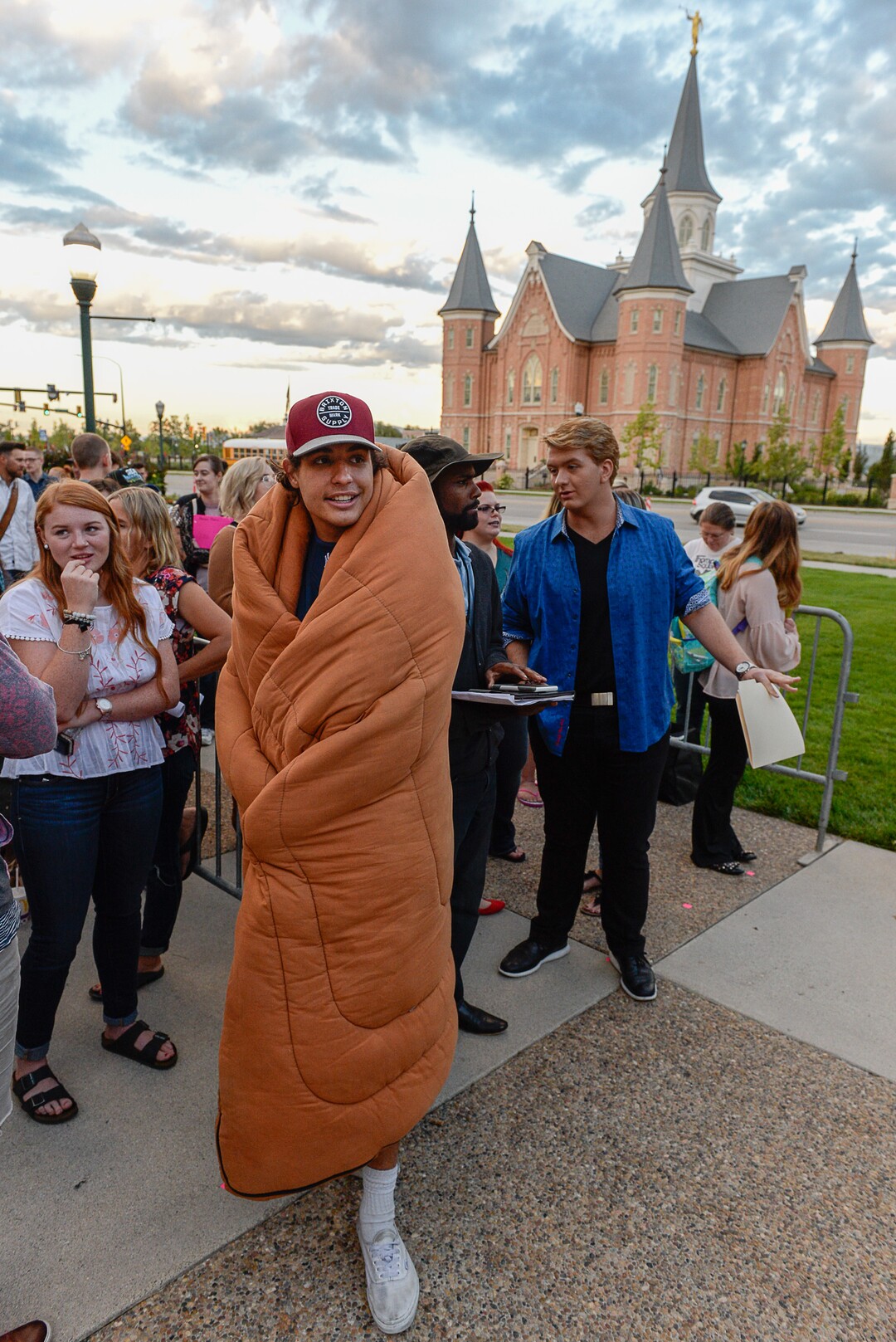 (Francisco Kjolseth  |  The Salt Lake Tribune)  Caden Humphrey of Alpine who lined up the night before joins other "American Idol" hopefuls for auditions in downtown Provo on Wednesday morning, Aug. 23, 2017, for the revived show, which is moving to ABC and will air in early 2018.
