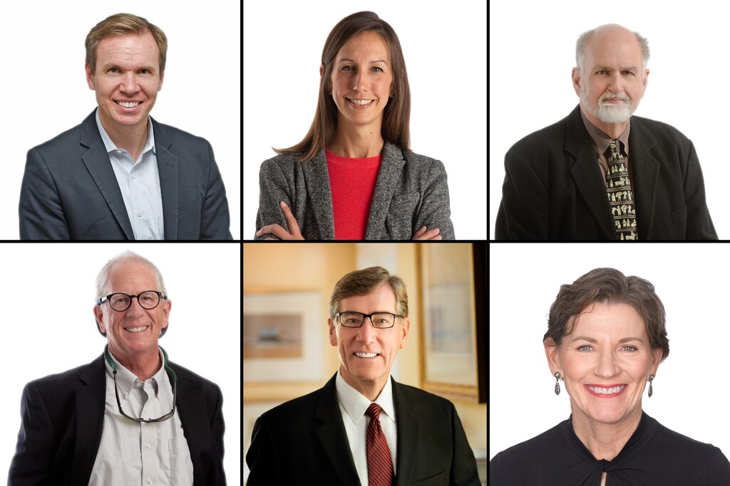 (Tribune file photos) The Salt Lake Tribune Editorial Board includes Paul Huntsman (clockwise from top left), Lauren Gustus, George Pyle, Tim Fitzpatrick, A. Scott Anderson, and Holly Mullen.