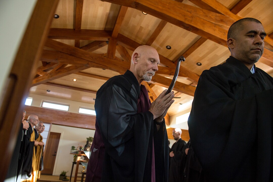 (Leah Hogsten  |  The Salt Lake Tribune) Genpo Merzel Roshi during the dedication and eye opening ceremony at Torrey Zendo Meditation Center, Sept. 13, 2017, in Torrey.. The Torrey Zendo, founded by Diane Musho Hamilton Sensei and Michael Mugaku Zimmerman Sensei, located near Capitol Reef National Park, had been seasonal but is now a year-round facility for study, practice and retreats.
