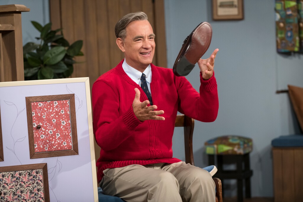 (Lacey Terrell | Courtesy of Sony/TriStar Pictures) Tom Hanks plays children's TV legend Fred Rogers in "A Beautiful Day in the Neighborhood," which will premiere at the Toronto International Film Festival in September and be released widely in November.