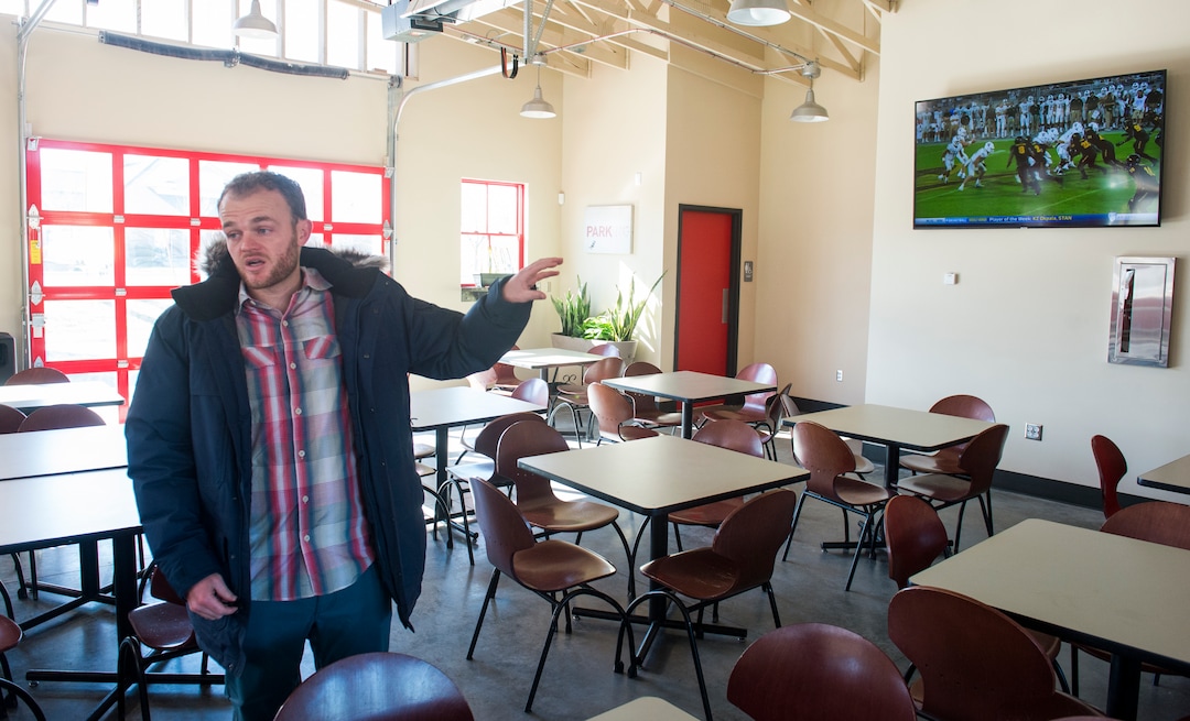 (Rick Egan  |  The Salt Lake Tribune)       General manager Taylor Harris, talks about the Hub Food Truck Park in South Jordan, where food trucks park outside, but guests can eat inside, Monday, Nov. 12, 2018.