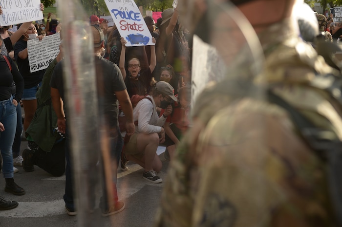 (Leah Hogsten  |  The Salt Lake Tribune)  Protest against police brutality in Salt Lake City on Monday, June 1, 2020.