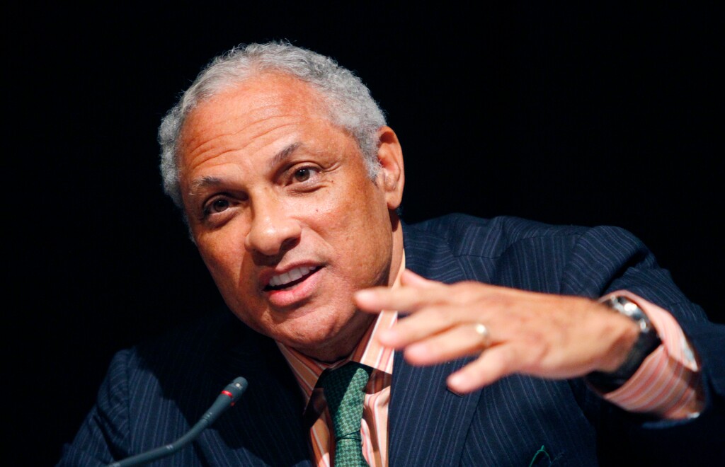 File-In this Nov. 11, 2010 photograph, former U.S. Secretary of Agriculture Mike Espy, speaks at the Global Obesity Summit in Jackson, Miss. Espy was Mississippi's first African-American elected to Congress since Reconstruction, who confirmed Friday, April 6, 2018, that he'll run in a special election to finish the term started by longtime Republican Thad Cochran. (AP Photo/Rogelio V. Solis, File)