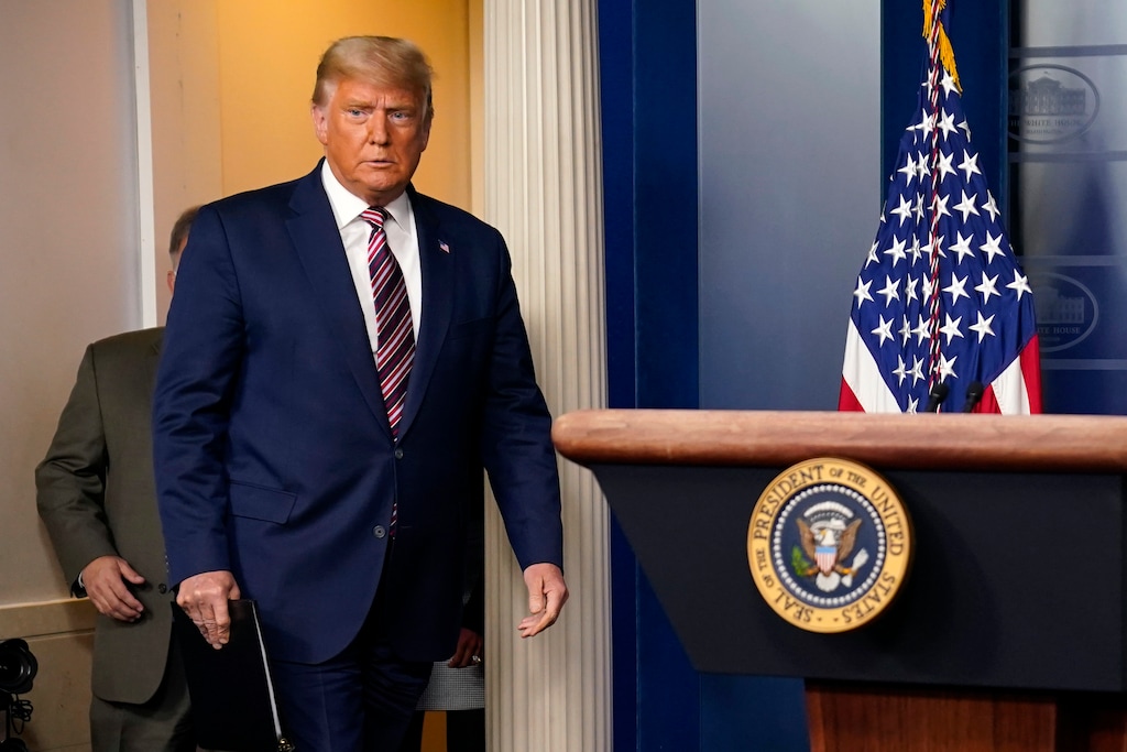 (Evan Vucci | AP file photo)  President Donald Trump arrives to speak at the White House, Thursday, Nov. 5, 2020, in Washington.
