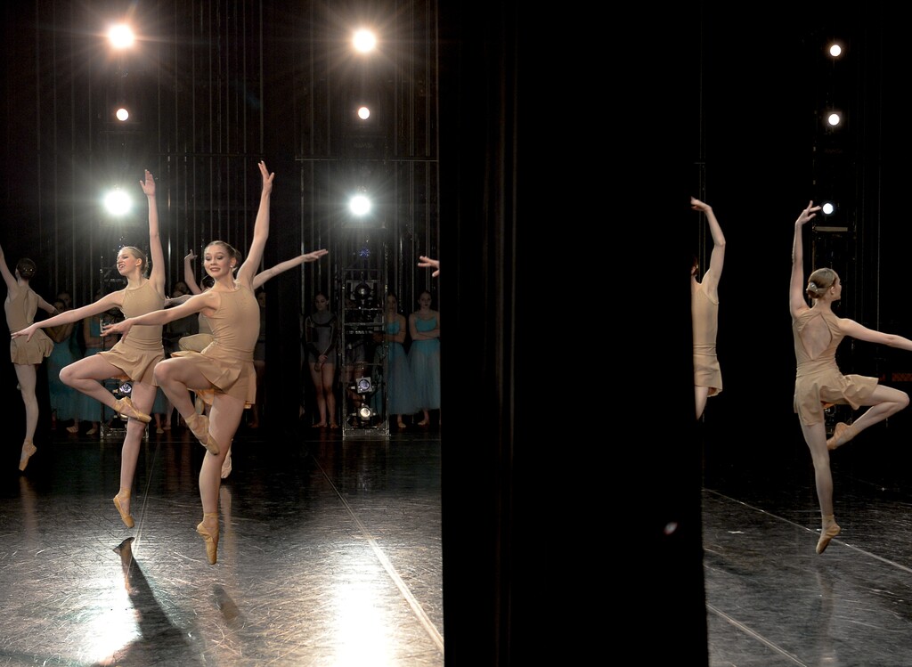 (Francisco Kjolseth  |  The Salt Lake Tribune) Young Ballet West members perform 'Quintessence' as part of the Youth America Grand Prix student ballet scholarship auditions at the Capitol Theatre in Salt Lake City on Saturday, Feb. 22, 2020.
