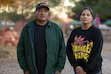 (Chris Caldwell | Special to The Tribune) Lawrence Snow, left, and his daughter Mary Snow post for a photograph in Santa Clara, Thursday, Dec. 11, 2025. Members of the Shivwits band of Paiutes near St. George discuss the impact proposed golf course developments would have on their tribal lands.