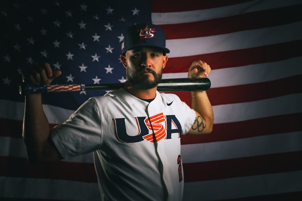 (USA Baseball)
Eddy Alvarez competes for the USA Baseball team in a qualifying tournament. Alvarez, who competed for Salt Lake City Community College in 2011, has been named a flag bearer for the USA contingent in the opening ceremony in Tokyo as he prepares to compete in his second Olympics. He won a silver medal in short-track speedskating in 2014.