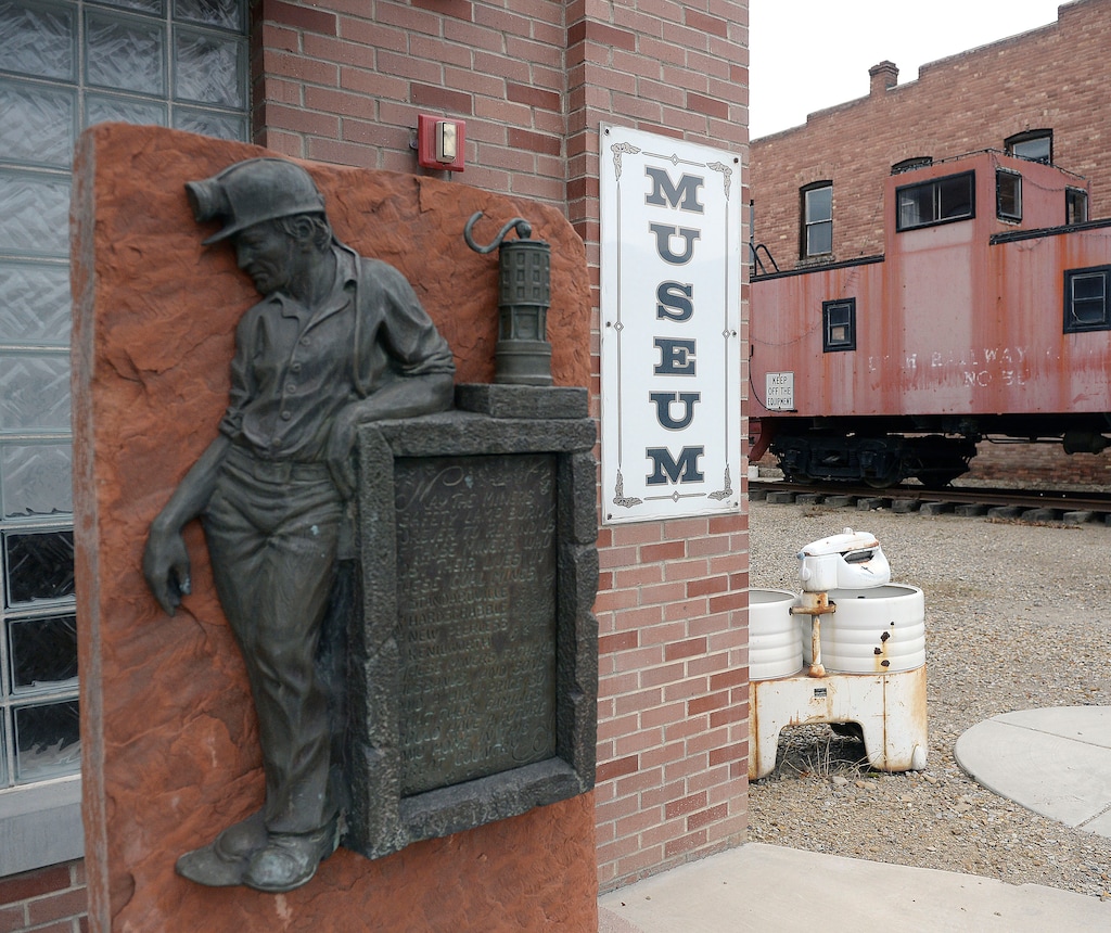 Al Hartmann | The Salt Lake Tribune
Plaque of a tired coal miner outside the Helper Mining Museum, another sign of coal's history and importance to the area. With the election of Donald Trump people in Carbon and Emery County breathed a sigh of relief and are hopeful that the coal industry can be saved.