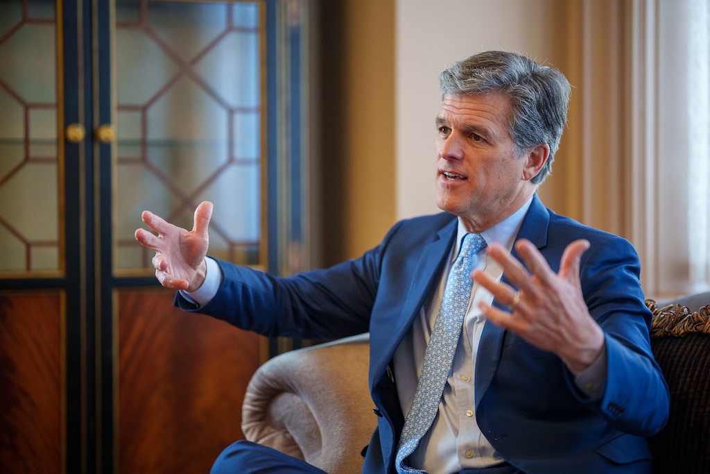 (Trent Nelson  |  The Salt Lake Tribune) Tim Shriver, executive director of Special Olympics, in Salt Lake City on Wednesday, April 19, 2023. Shriver discussed his ongoing efforts to promote social emotional learning.
