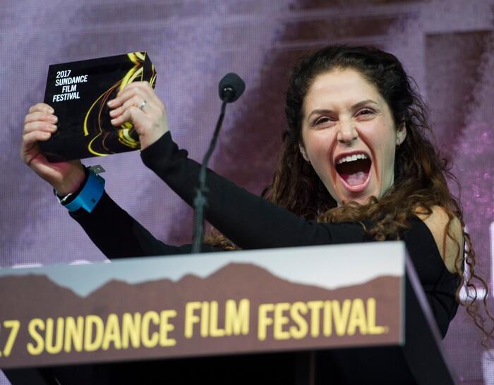 (Rick Egan  |  The Salt Lake Tribune)
 
Amanda Lipitz accepts the U.S. Documentary Special Jury Award for Inspirational Filmmaking for her film "Step," 
at the 2017 Sundance Film Festival's Awards Ceremony, Saturday, Jan. 28, 2017.