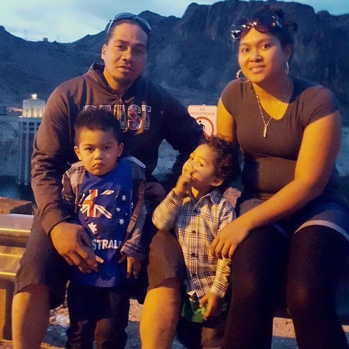 (Photo courtesy Sauelelee Manusina)  Aufanua Manusina, pictured here with his wife and two of his children, was deported to Samoa on Tuesday.