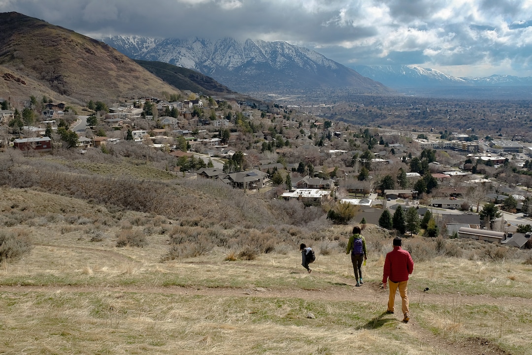 (Francisco Kjolseth  |  The Salt Lake Tribune) As the coronavirus grips the nation, people are taking to the trails in search of a therapeutic safe space. People get outdoors along Jacks Peak Trailhead above the Salt Lake Valley on Friday, March 20, 2020.