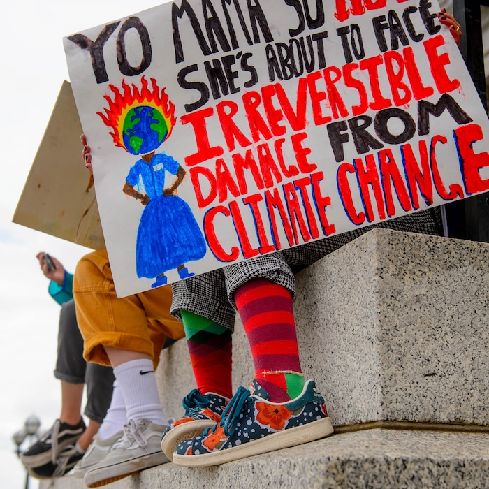 (Trent Nelson  |  The Salt Lake Tribune)  
The Utah Youth Climate Strike on the steps of the Utah State Capitol Building in Salt Lake City on Friday Sept. 20, 2019.