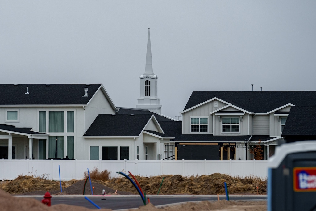 (Trent Nelson | The Salt Lake Tribune) New housing and a meetinghouse for The Church of Jesus Christ of Latter-day Saints are seen in Vineyard on Tuesday, Nov. 12, 2024.