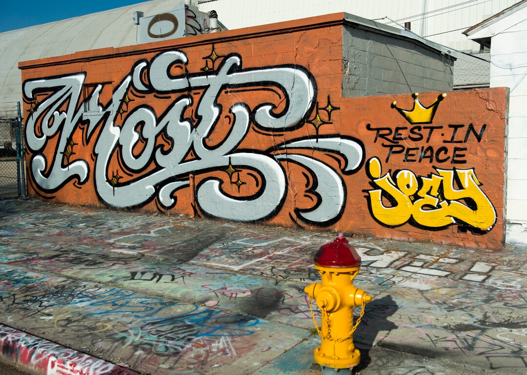 (Rick Egan  |  The Salt Lake Tribune)   A spray-painted tribute to Joey Kirk  ("MOST") on 700 West in Salt Lake City.  Joey,  was hit by a TRAX train and killed on Nov. 1. Friday, December 1, 2017.