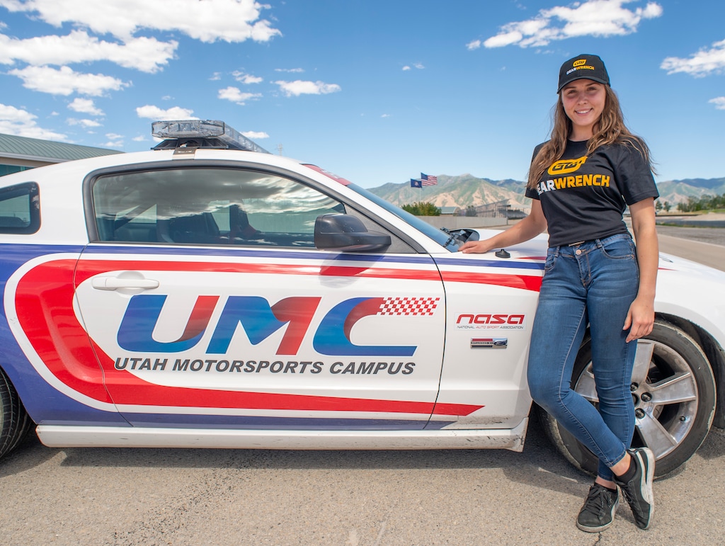 (Rick Egan  |  The Salt Lake Tribune)  Tooele resident Bridget Burgess, a driver in the ARCA Menards West series, poses for a photo at the Utah Motorsports Park on Thursday, June 11, 2020. She will race her first NASCAR event since the COVID-19 outbreak on July 4, 2020 at Irwindale Speedway in California.