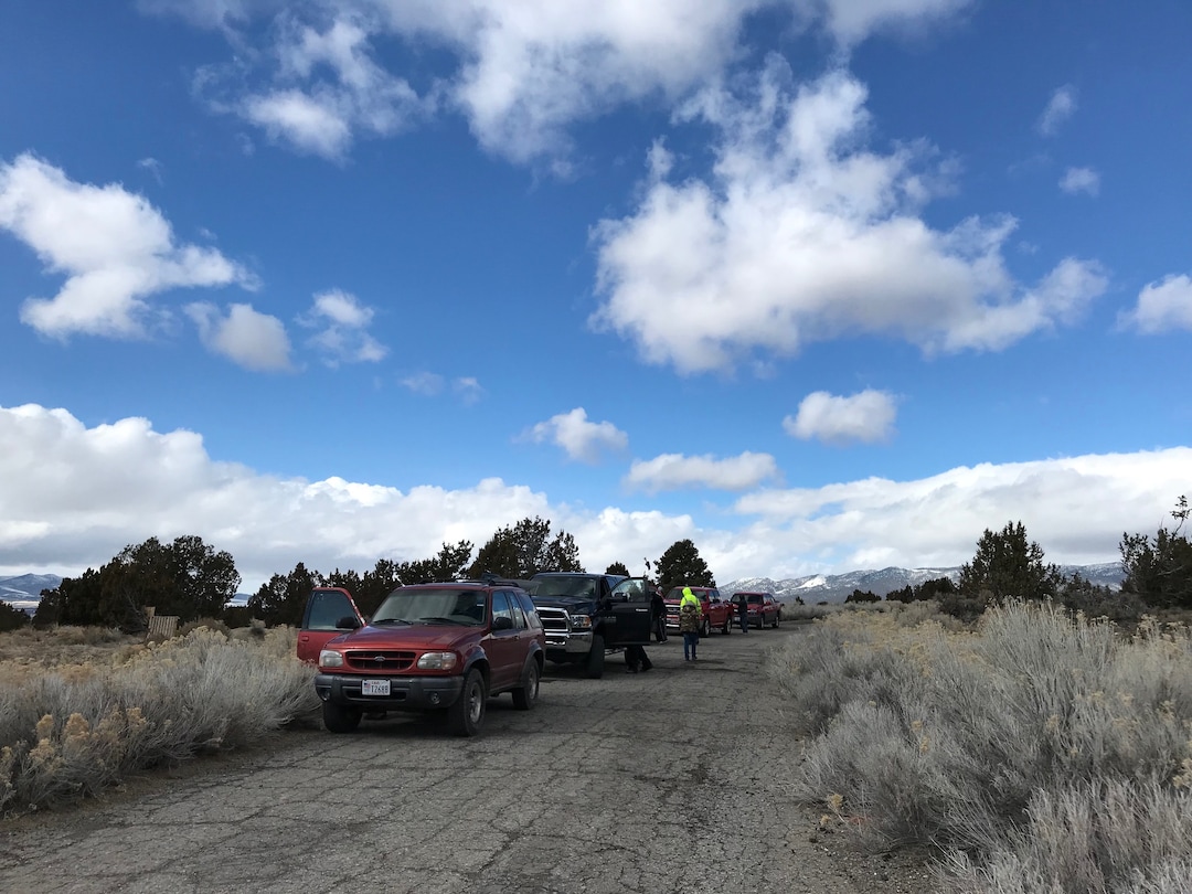 (Paighten Harkins | The Salt Lake Tribune) Vehicles lines the side of the road outside Eureka on Feb. 10, 2018. Searchers parked their vehicles there as they looked for signs of Riley Powell and Breezy Otteson, who went missing Dec. 30, 2017.