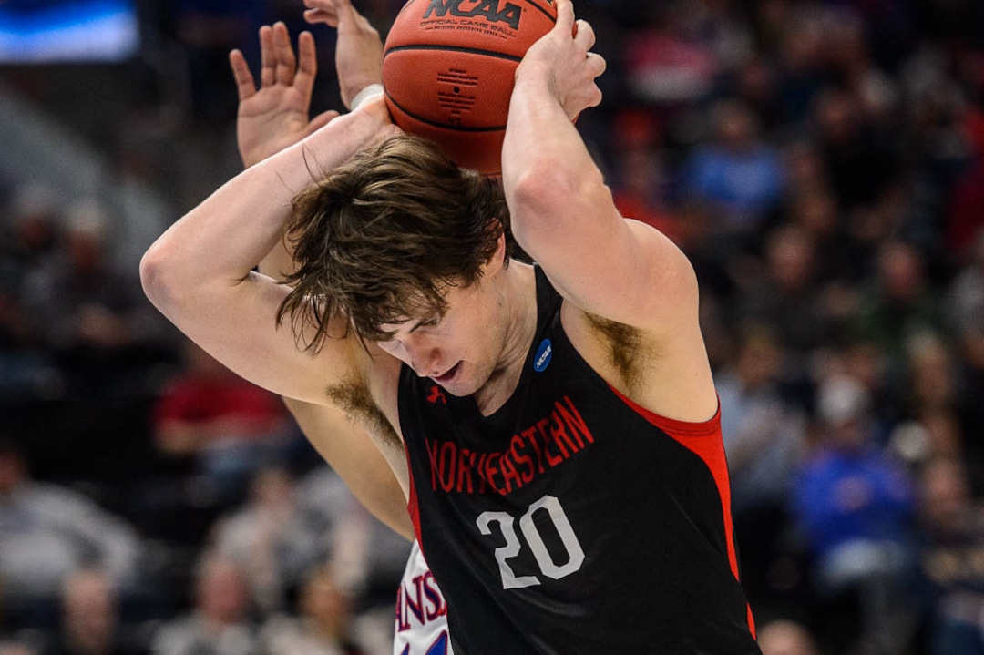 (Trent Nelson | The Salt Lake Tribune)  Northeastern Huskies guard Bolden Brace (20) as Kansas faces Northeastern in the 2019 NCAA Tournament in Salt Lake City on Thursday March 21, 2019.