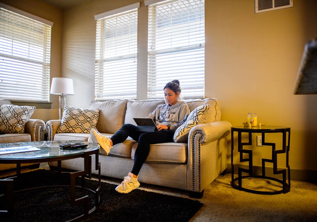 (Trent Nelson | The Salt Lake Tribune)Utah Royals midfielder Lo’eau LaBonta at her Midvale apartment, Friday April 6, 2018.