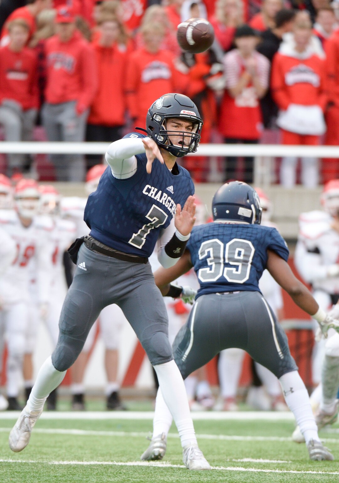 (Leah Hogsten  |  The Salt Lake Tribune) Corner CanyonÕs quarterback Cole Hagen. Corner Canyon High School takes on American Fork High School during the 6A State Championship football title, Nov. 22, 2019 at Rice-Eccles Stadium.