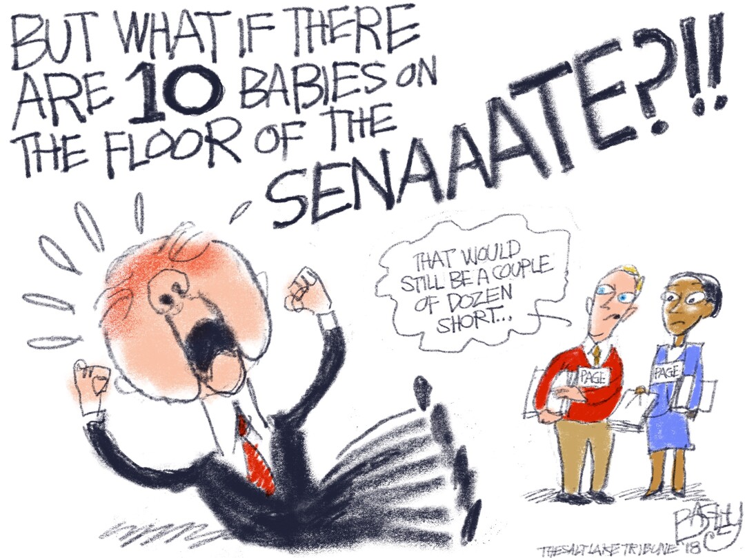 (Pat Bagley | The Salt Lake Tribune) This Pat Bagley cartoon, titled “Enfant Terrible,” appears in The Salt Lake Tribune on Sunday, April 22, 2018.