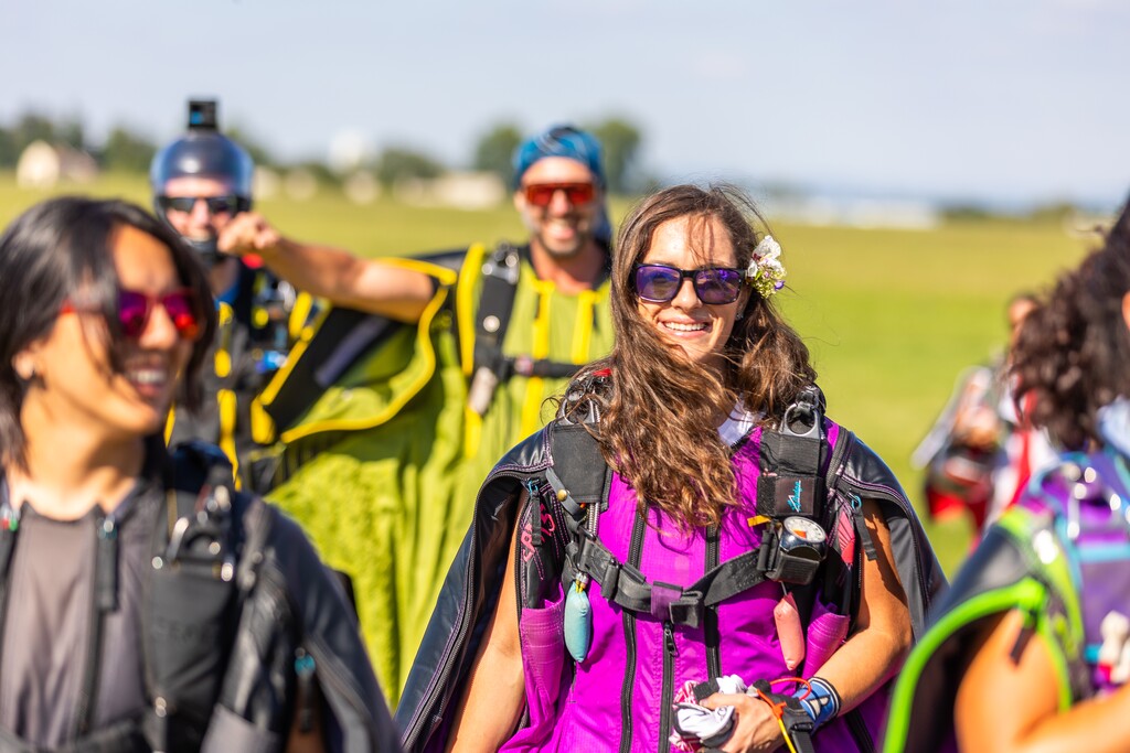 (Simon Kadula) Moab resident Becca Jordan after her team set a world record at the Fédération Aéronautique Internationale World Cup of Wingsuit Flying in the Czech Republic.