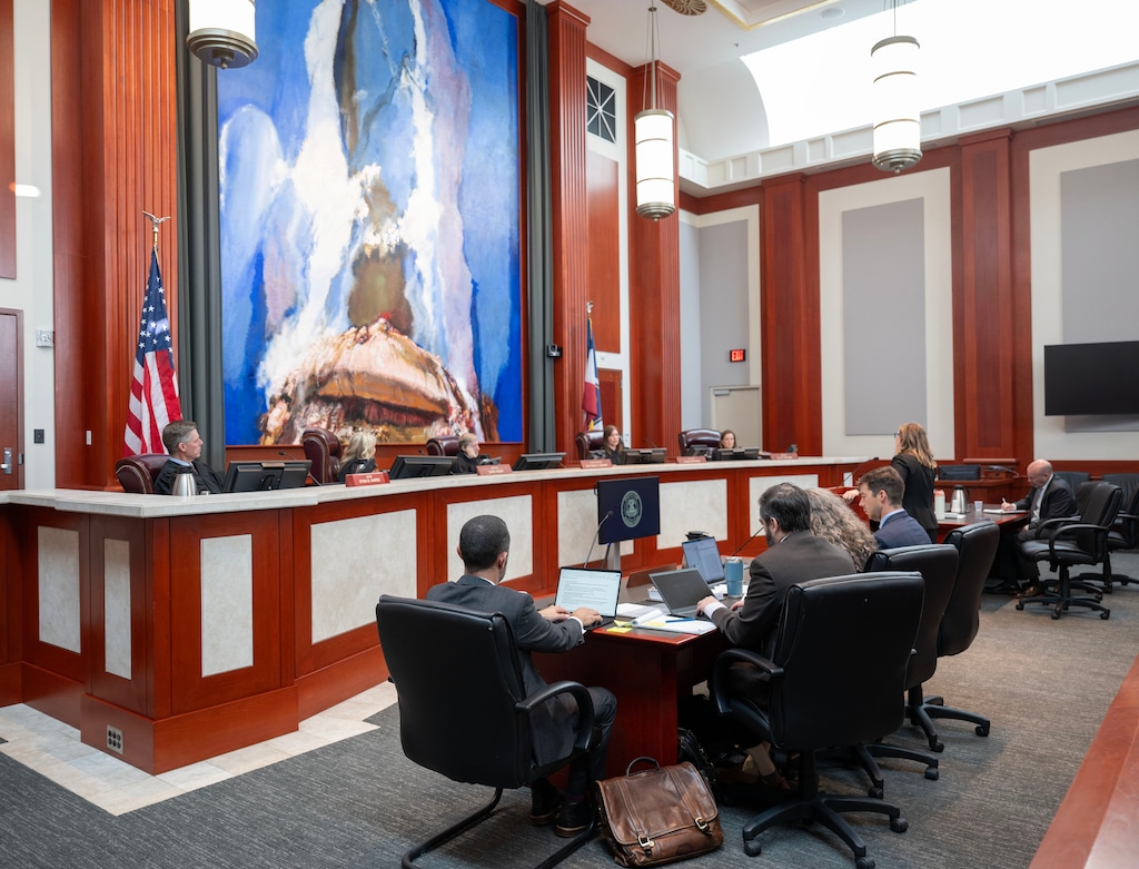 (Robin Loznak | Pool) Attorney Erin Middleton speaks during a hearing in the Utah Supreme Court on Sept. 4, 2024. The high court has agreed to hear the state's appeal on Amendment D.