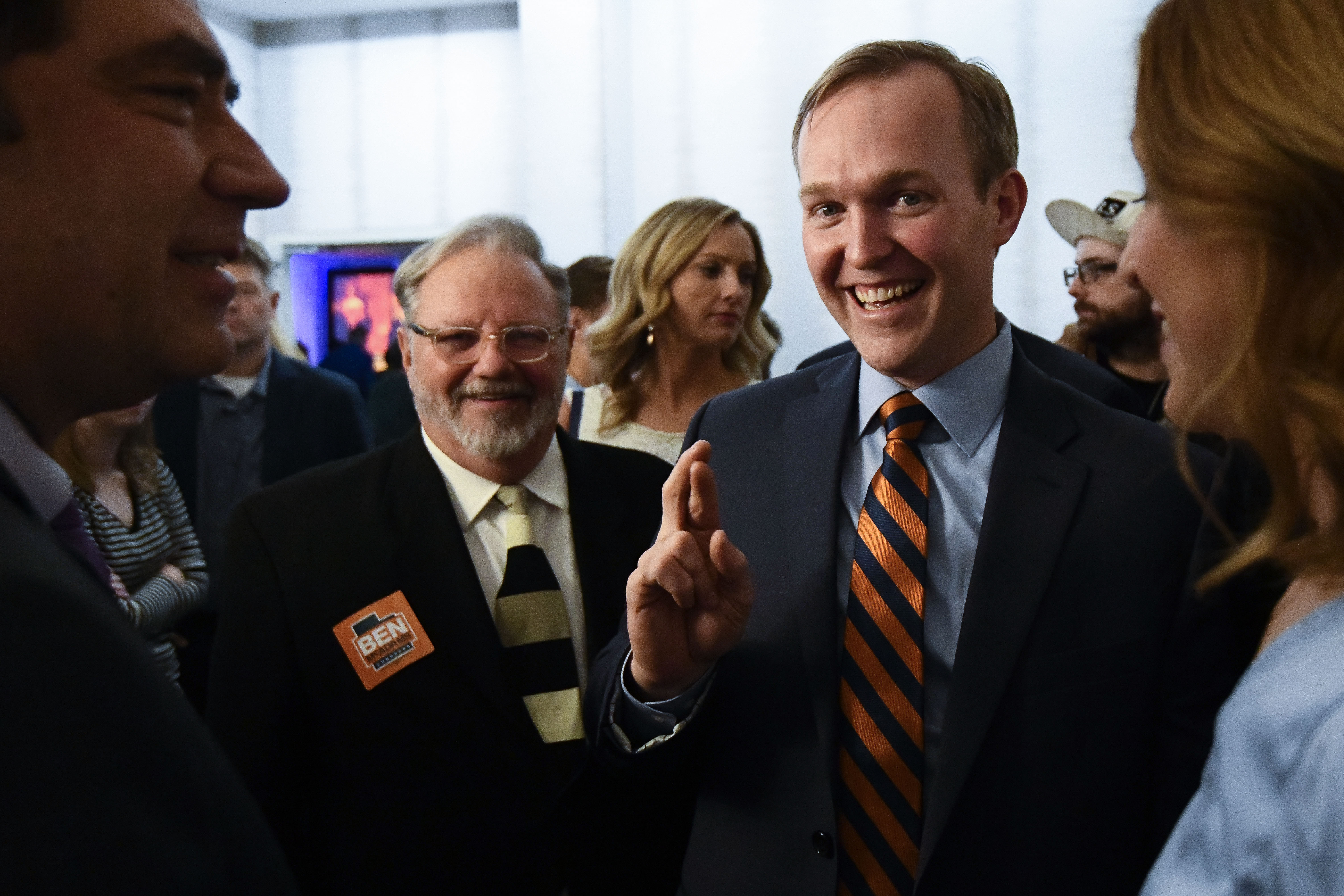 (Alex Goodlett  |  Ap photo) In this Nov. 6, 2018, file photo Salt Lake County Mayor Ben McAdams, Democratic candidate for Utah's 4th Congressional District, speaks to supporters during an election night party, in Salt Lake City. Republican U.S. Rep. Mia Love has cut into McAdams' lead as vote-counting continues in the race that remains too close to call a week after Election Day.