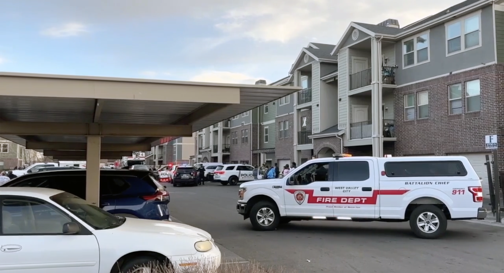 (Fox13) Emergency responders investigate a scene in West Valley City on Friday, Feb. 6, 2026, after three disabled men were found dead in a vehicle.