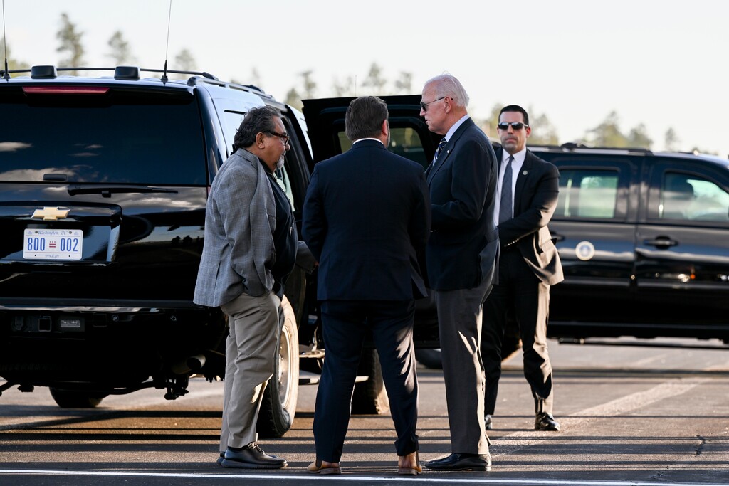 (Kenny Holston | The New York Times) President Joe Biden arrives at Grand Canyon National Park Airport, Ariz., Aug 7, 2023.