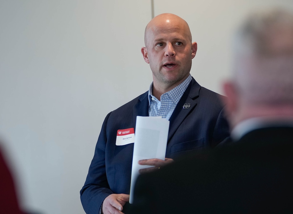 (Francisco Kjolseth | The Salt Lake Tribune) Blair Barfuss, former Utah State University police chief, speaks during a campus safety conference at the University of Utah on Thursday, March 2, 2023.