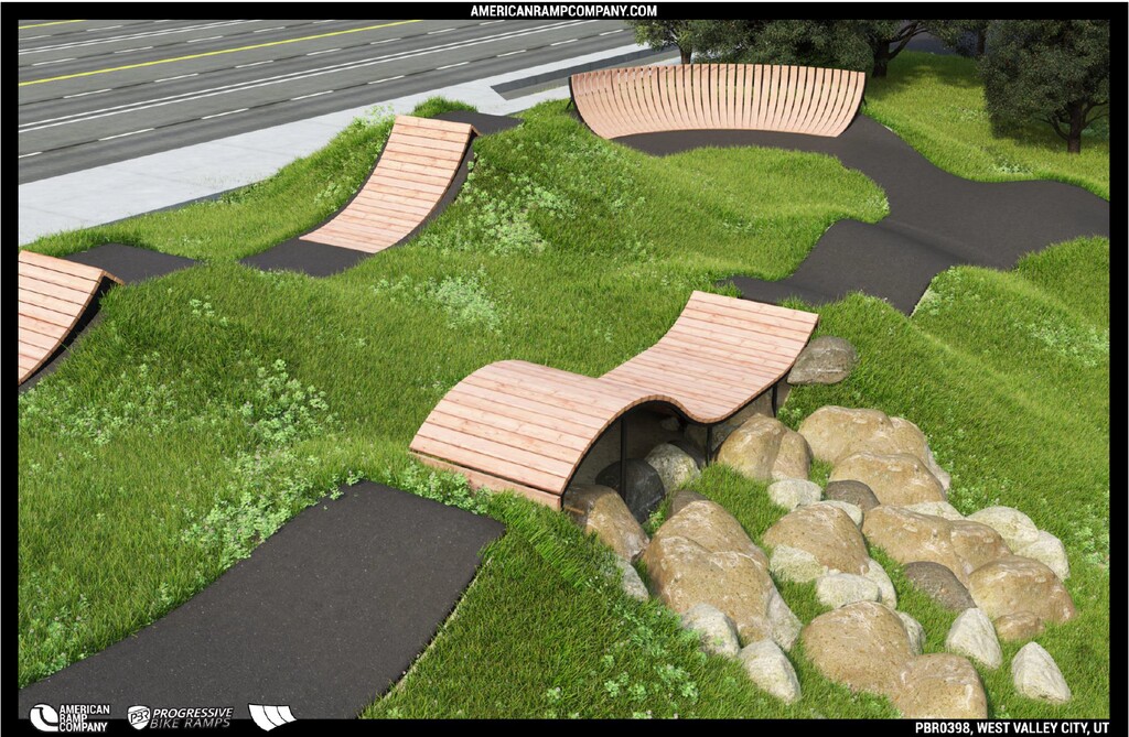 (American Ramp Co.) Conceptual rendering of features on new bike park. The project is expected to open this fall in Centennial Park.