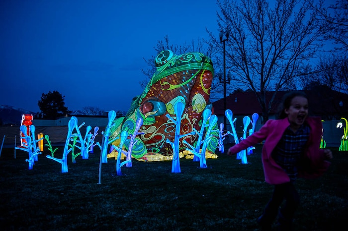 (Trent Nelson | The Salt Lake Tribune)  Dragon Lights SLC, opening March 23 at the Utah State Fairpark, includes 39 custom-built illuminated exhibits, traditional Chinese handicrafts, dance and acrobatic performances, and a variety of Chinese food and traditional fair food and beverages.